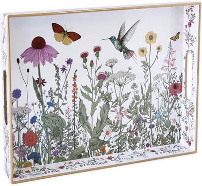 Serving Tray with Handles, Rectangular Plastic Tray 15.75x11.81 Inch