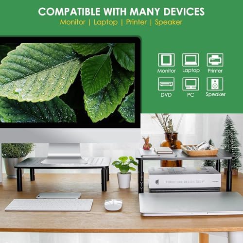 DOLALIKE 2 Pack Desktop Riser, 3 Height Adjustable Monitor stands for