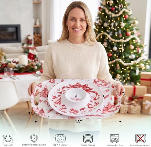 ONEderful 2-Piece Christmas Serving Tray Set with 18 Inch Large Tray
