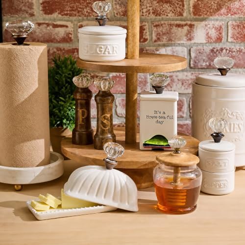 Mud Pie FBA Ceramic Tea Bag Caddy, White