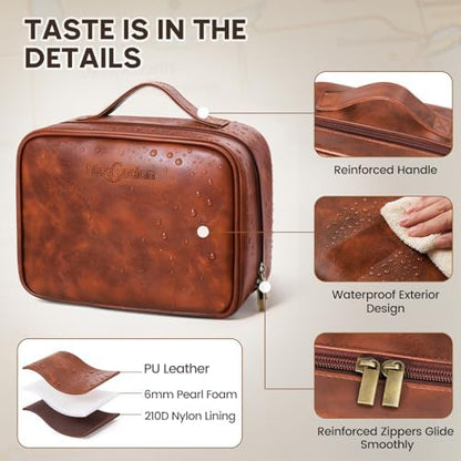 Travel Gifts Toiletry Bag for Men, PU Leather Toiletries Travel Bag