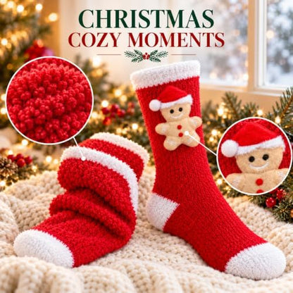 bropite Christmas Fuzzy Socks for Women With Cute 3D Plush Doll Charm