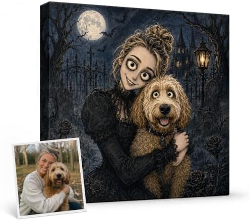 TWING Custom Gothic Photo Canvas, Halloween Portrait Art, 12x12