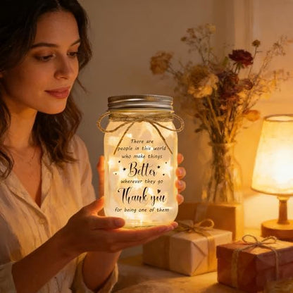 Thank You Gifts for Women Men - Mason Jar Night Light