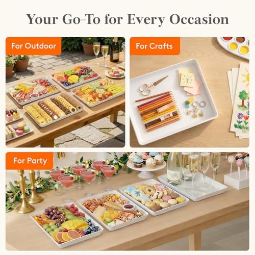 Lifewit 4-Pack 16" x 12" Extra Large Plastic Food Serving Trays for