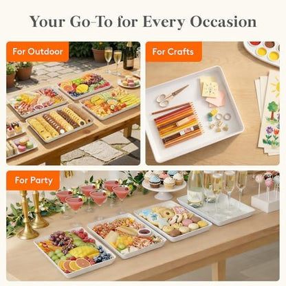 Lifewit 4-Pack 16" x 12" Extra Large Plastic Food Serving Trays for