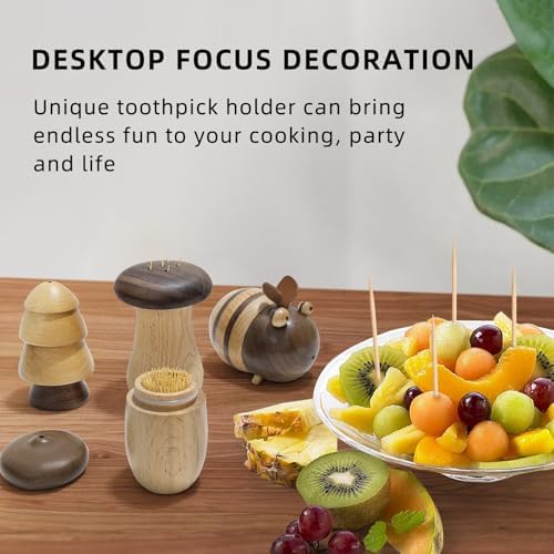 EAEDMY Cute Mushroom Toothpicks Holder with 390 Pcs Toothpicks, Cactus
