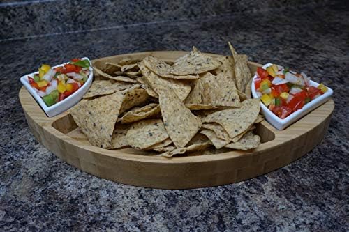 Football Shaped Bamboo Serving Tray (10" x 16" x 2.5”) Includes 2 Dip