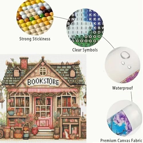 GEMFAMILY 5D Diamond Painting Kits for Adults, Book Store Diamond Art