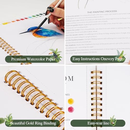 Watercolor Workbook for Beginners,18 Tropics Rainforest Watercolor