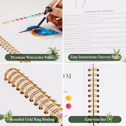 Watercolor Workbook for Beginners,18 Tropics Rainforest Watercolor