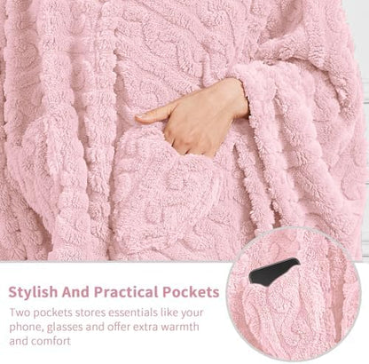 Wearable Blanket Sherpa Fleece Shawl Blanket with Pockets Blanket