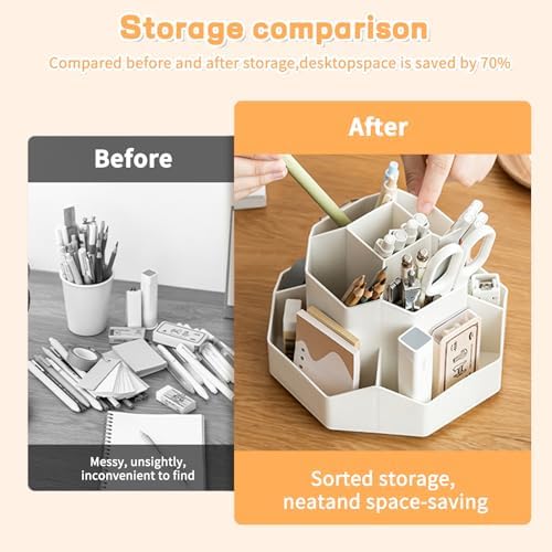 Cayxenful Pencil Pen Holder for Desk,9 Slots 360 Degree Rotating Desk