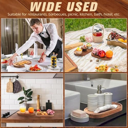 Linwnil 4Pack Wood Serving Trays 11.5x4 Inch Charcuterie Boards Oval