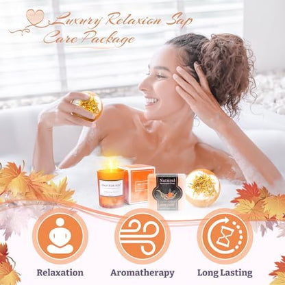 13PCS Fall Gift-Orange Gifts for Women,Thank You Birthday Baskets for