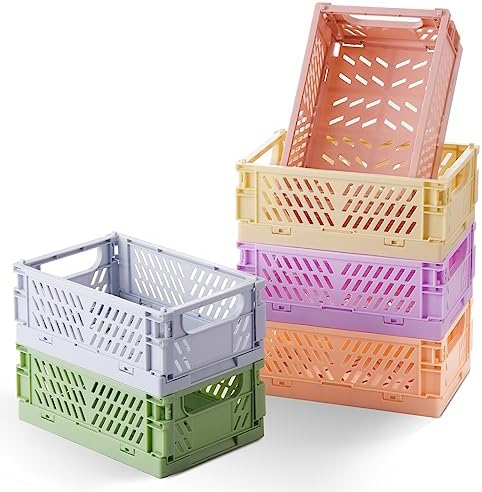 HUUSMOT 6-Pack Collapsible Small Plastic Storage Baskets