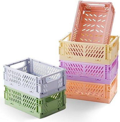 HUUSMOT 6-Pack Collapsible Small Plastic Storage Baskets
