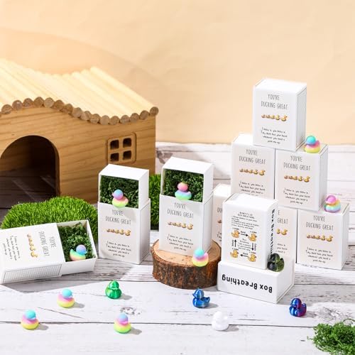 Wonderjune 30 Sets Positive Figures Gifts for Staffs, Luminous Duck