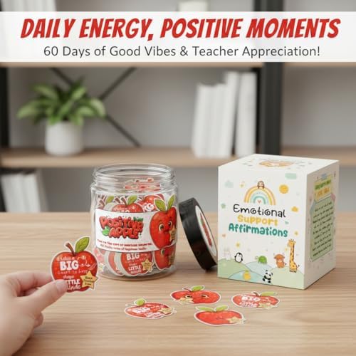 Positive Apple Jar with 60 Daily Affirmation Cards, Emotional Support