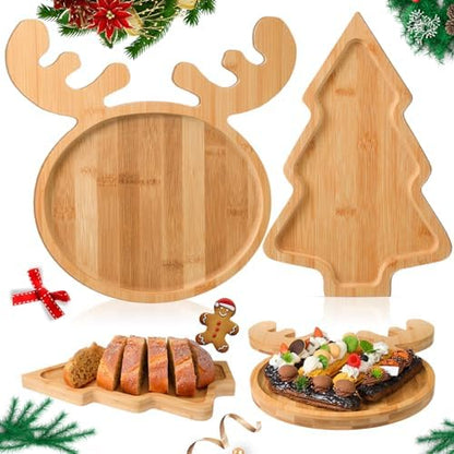 Sintuff 2 Pcs Christmas Charcuterie Board Xams Tree and Elk Shaped