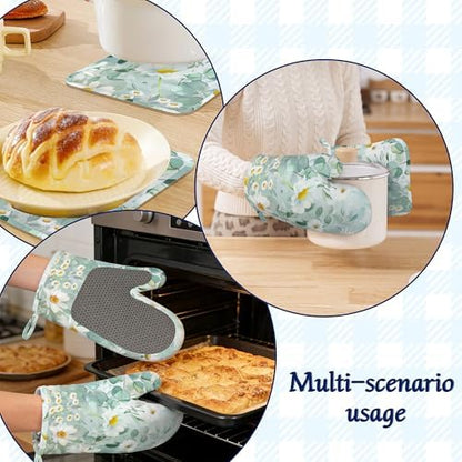 Cat Dog Paw Prints Oven Mitts and Pot Holders Colourful Footprint