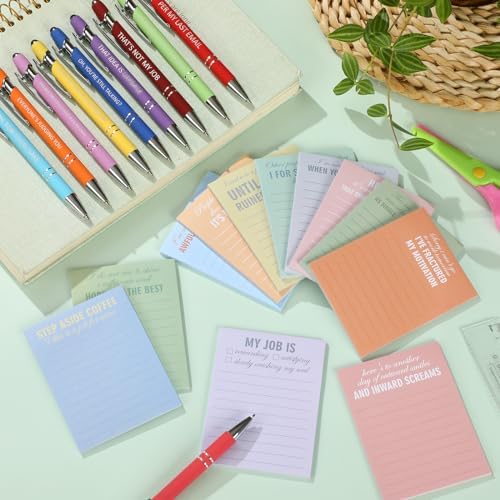 24 Pcs Sarcastic Sticky Notes with Pens 3" x 4" Funny Gifts for