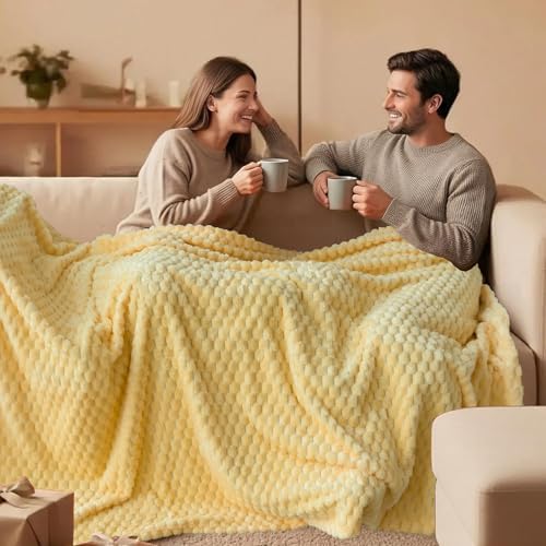 Vessia Flannel Fleece Throw Blanket(50x70 inch), 3D Jacquard Light