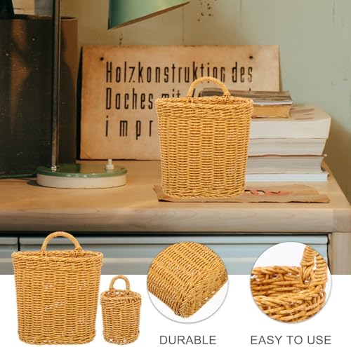 2pcs Hanging Storage Basket with Handle, PP Woven Design
