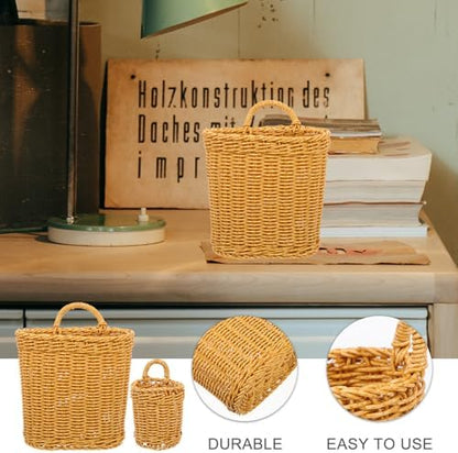 2pcs Hanging Storage Basket with Handle, PP Woven Design