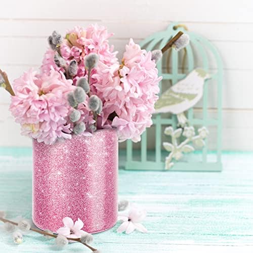 Glitter Pen Holder for Desk, Cute Pencil Cup Pink for Women Girls