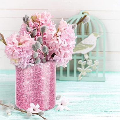 Glitter Pen Holder for Desk, Cute Pencil Cup Pink for Women Girls