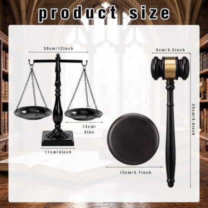 Tallew Vintage Justice Libra, Wooden Gavel with Sound Block, Black