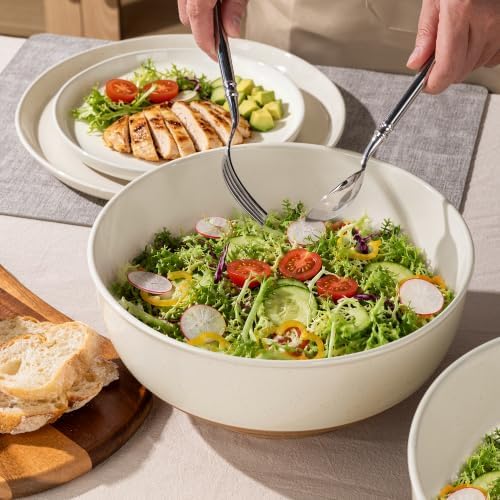 AmorArc 9.8’’ Ceramic Serving Bowls, 3.1 Qt Extra Large Salad Bowls