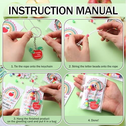 Suncalla 984 Pcs 24 Set Teacher Keychain Making Kit Teacher Charm