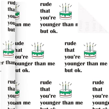 WRAPAHOLIC Funny Birthday Wrapping Paper Roll - Mini Roll - 17 Inch x