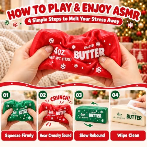 3PCS Christmas Crunchy Butter Squishy Pack, ASMR Fidget Sensory Toys