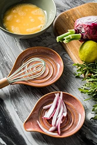 LAUCHUH Spoon Rest for Stove Top, Ceramic Spoon Holder for Kitchen