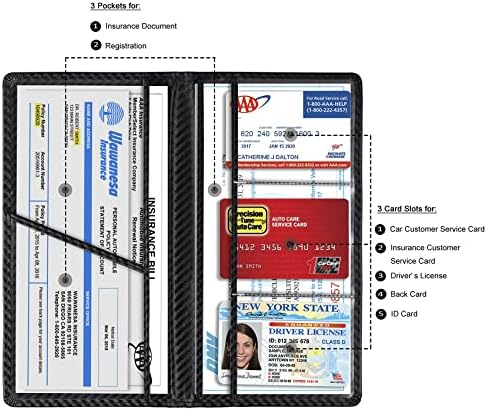 TOURSUIT Car Registration & Insurance Card Holder, Carbon Fiber Black
