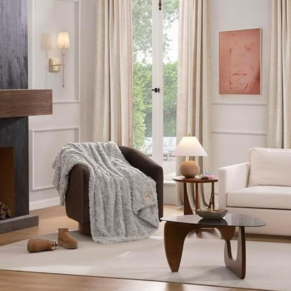 UGG Adalee Throw Blanket for Sofa, Faux Fur Blanket, 50" x 70", Seal