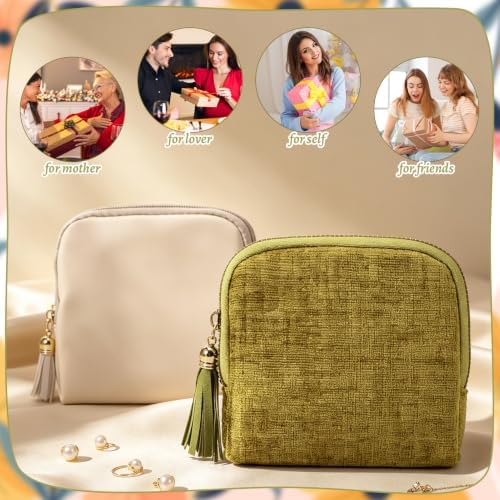 JATEBI 2 Pcs Small Travel Jewelry Organizer Case Zipper Faux Leather