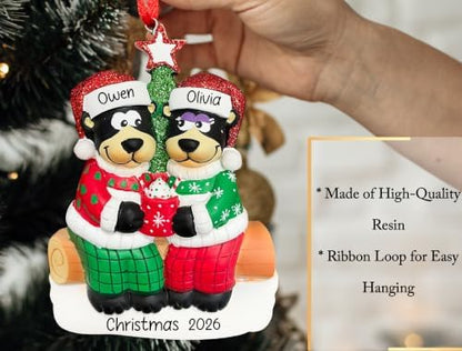 Personalized Black Bear Couple Christmas Ornament 2026 - Our First