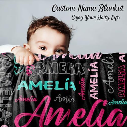 Custom Name Blanket for Baby Boys Girls, Personalized Baby Name Throws