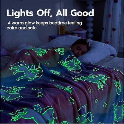 Joiedomi Glow in The Dark Blanket - Unicorns Gifts Toys for Girls Age