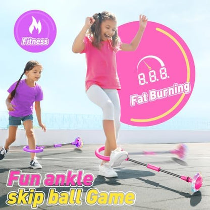 Flooyes Skip Ball for Kids, Ankle Skip Ball Toy with Counter, Timer