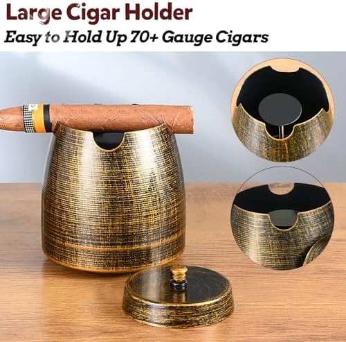 Cigar Ashtray with Lid for Outdoors Outside Patio Home Retro