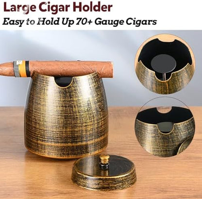 Cigar Ashtray with Lid for Outdoors Outside Patio Home Retro