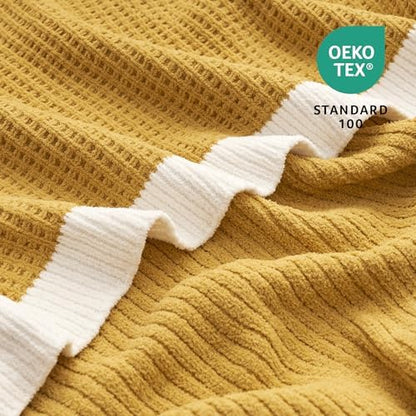 Amélie Home Chenille Throw Blanket, Soft Cozy Waffle Throw for Couch &