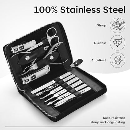 FAMILIFE Stainless Steel Manicure Set 11-in-1 Professional Nail