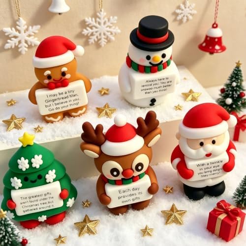 10Pcs Mini Christmas Figurines Positive Encouraging Gifts for