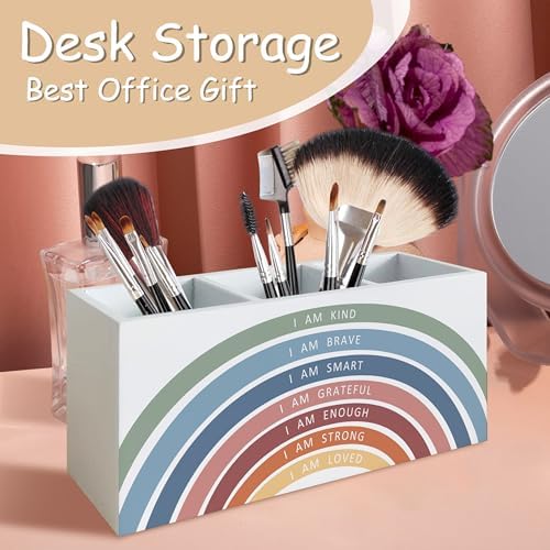 Boho Rainbow Teacher Classroom Decor Wooden Pen Pencil Holder for